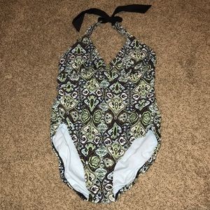Athleta one piece swim suit SZ M paisley